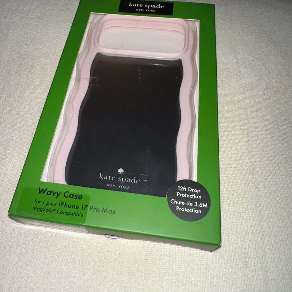 Kate Spade New York iPhone 17 Pro Max Phone Case Light Pink Wavy Mirror NWT